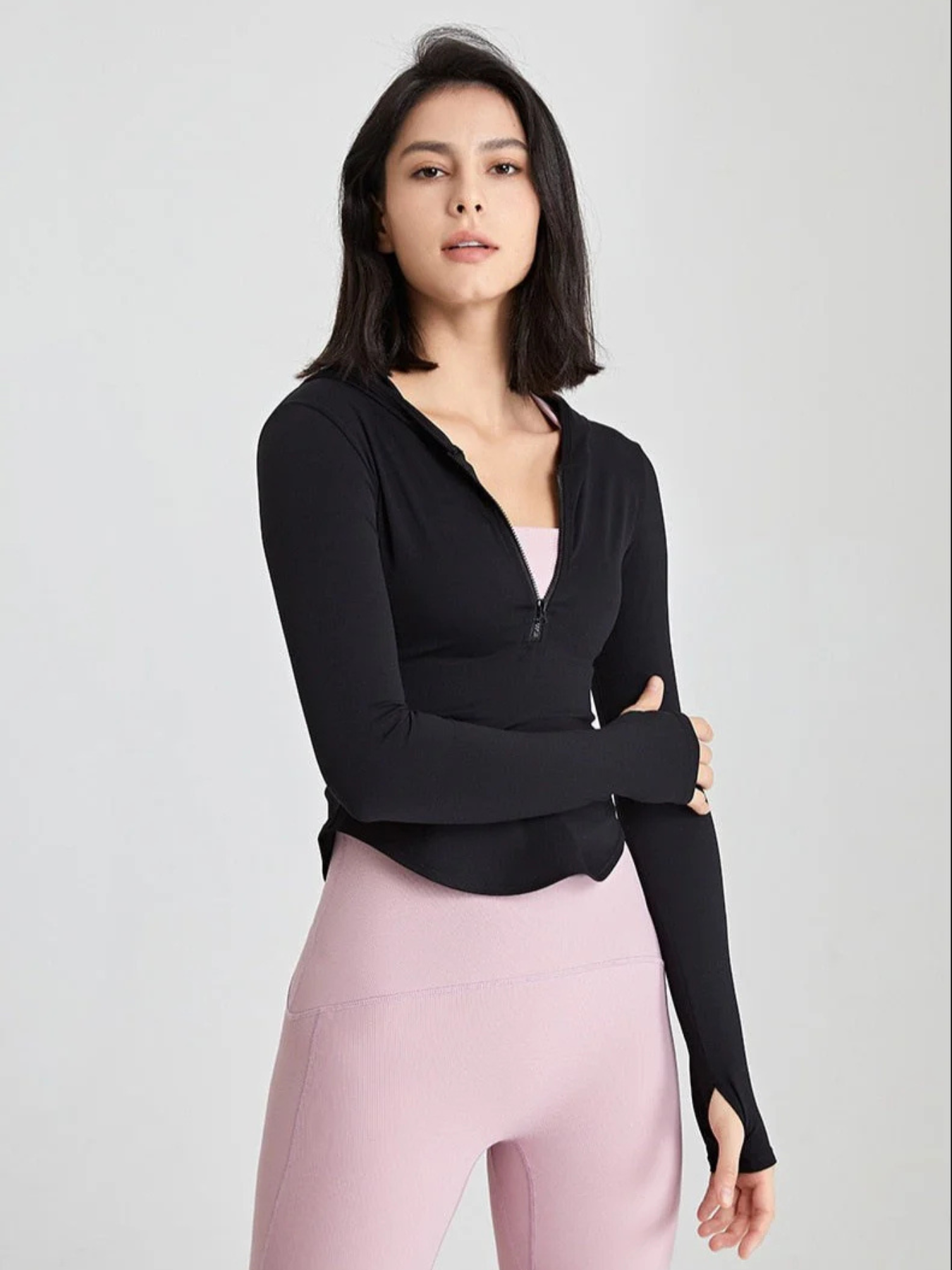 Blusa Fitness Manga Longa com Encaixe para Dedo