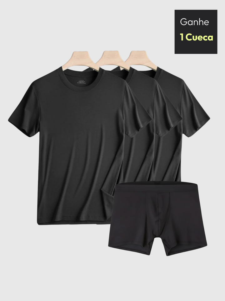 Kit 3 Camiseta Essential Move - Modal e Elastano + Cueca de Brinde