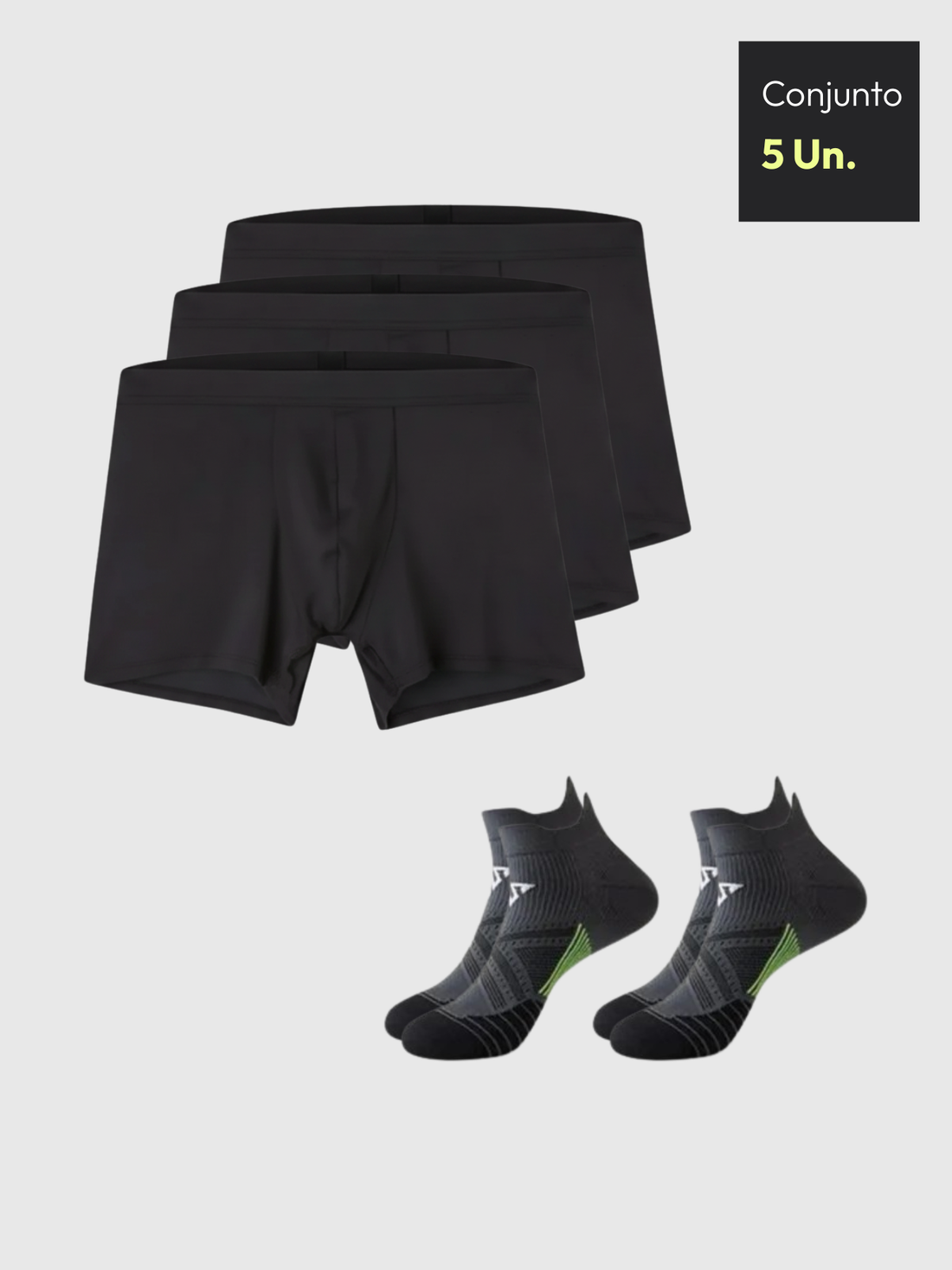 Kit 3x Cuecas Bamboo Fiber Performance + 2x Par de Meia Running