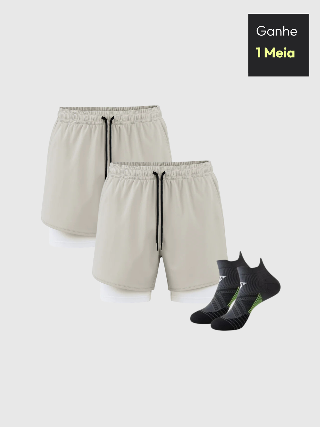 Kit 2 Short Corrida + 1 par de meia - com cupom MEIABRINDE