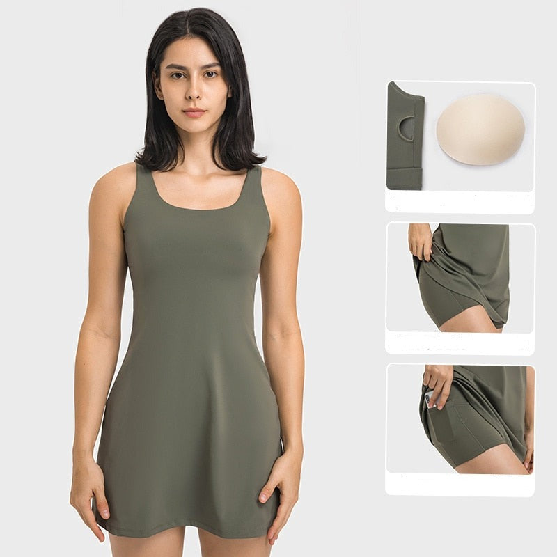 Vestido Sport - Short e Bolso Interno